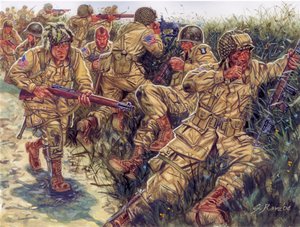 Segunda Guerra Mundial: 101ª División Aerotransportada (101ª División Aerotransportada de EE.UU.) apodada Screaming Eagles - WWII: 101ª División Aerotransportada, Screaming Eagles - Ilustración de Giuseppe Rava