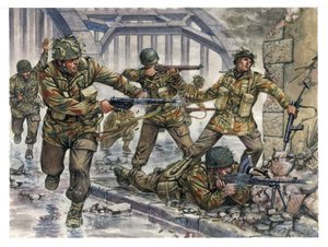 Segunda Guerra Mundial: Paracaidistas ingleses apodados "diablos rojos" durante la Operación Market Garden en Holanda en septiembre de 1944 - WWII: Operación Market Garden, los paracaidistas británicos conocidos como los diablos rojos, en septiembre de 194