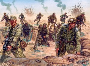 Segunda Guerra Mundial, Campaña del Norte de África: soldado del Deutsches Afrikakorps (Afrika Korps, Afrikakorps o DAK), Fuerza Expedicionaria Alemana, en el desierto de Libia.