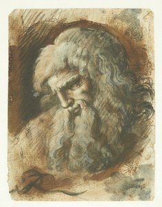 Cabeza de hombre barbudo de perfil hacia la izquierda de Giuseppe Ribera
