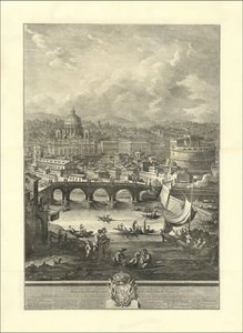 El Prospecto de la Ciudad Leonina, que puede verse con la Basílica Vaticana, el Puente y el Castillo S. Angelo de Giuseppe Vasi