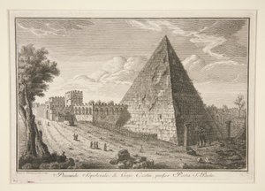 Pirámide sepulcral de Cajo Cestio, cerca de Porta S. Paolo (Pirámide de Gaius Cestio) de Giuseppe Vasi