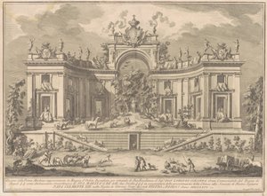 La Prima Macchina para la Chinea de 1766: El palacio de Orfeo de Giuseppe Vasi, after Giuseppe Palazzi, after Paolo Posi