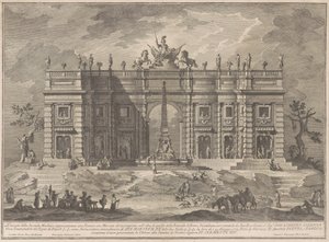 La Segunda Máquina para la Chinea de 1772: Una Plaza con un Mercado de Juegos y la Fuente del Panteón de Giuseppe Vasi, after Giuseppe Palazzi, after Paolo Posi