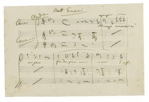 Autógrafo: Ópera Ernani, Finalarie Solingo, errante e misero de Giuseppe Verdi