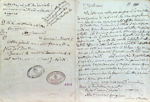 Carta manuscrita de Giuseppe Verdi al autor del libreto de Aida, Antonio Ghislanzoni