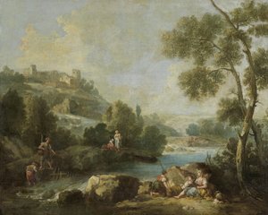 Paisaje con figuras de Giuseppe Zaïs (attributed to)