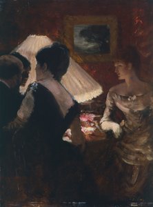 Alrededor de la pantalla de la lámpara de Giuseppe or Joseph de Nittis