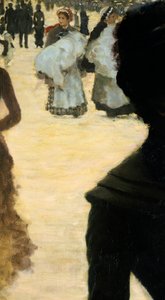Regreso del Bois de Boulogne, Dama con un perro, detalle de Giuseppe or Joseph de Nittis