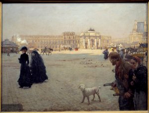 La Place du Carrousel ruinas de las Tullerías en 1882. Tabla que representa una vista de París