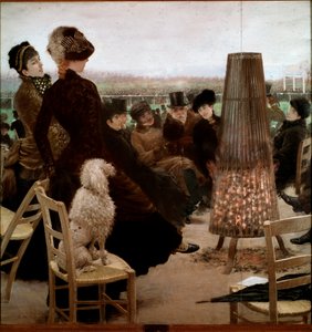 Las carreras en el Bois de Boulogne. Espectadores viendo las carreras de caballos de Giuseppe or Joseph de Nittis