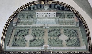 Villa della Pretaia de una serie de lunetos que representan vistas de las villas Medici