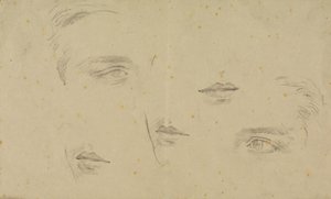 Estudios de ojos y bocas, página de un cuaderno de bocetos