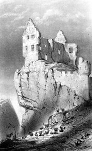 El castillo de Crussol, Saint-Peray, Francia de Godard Q. des Augustins
