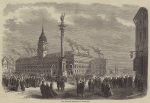 La Plaza del Palacio de Varsovia (grabado) de Godefroy Durand