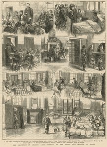 Reapertura del Hospital de Charing Cross por los Príncipes de Gales (grabado)