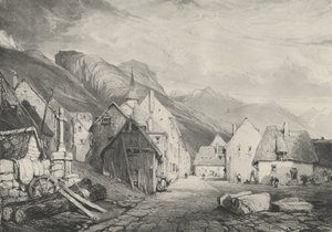 Entrada del pueblo de los Baños, 1831 de Godefroy Engelmann