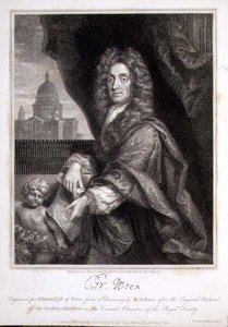 Retrato de Christopher Wren grabado para 