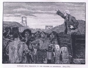 Rowland Hill predicando a los mineros en Kingswood