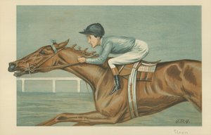 Tod Sloan, un jinete americano, 25 de mayo de 1899, caricatura de Vanity Fair de Godfrey Douglas Giles