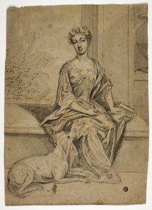 Retrato de dama de la corte con mastín de Godfrey Kneller
