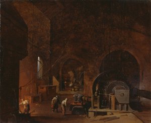 Interior de una ferrería de Godfrey Sykes