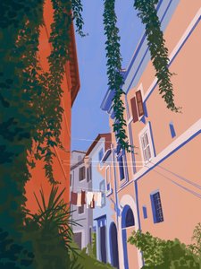 Una encantadora calle europea de Goed Blauw