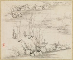 Paisajes y árboles, ca. 1679 de Gong Xian
