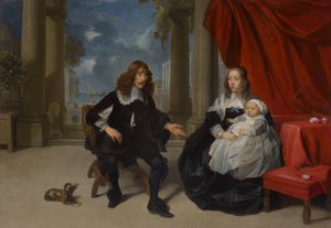 Una familia en una terraza de Gonzales Coques