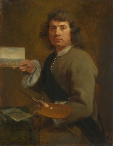 Vista (Retrato de Robert van den Hoecke (1622-1688), antes de 1661 (óleo sobre madera) de Gonzales Coques