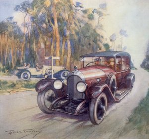 Póster publicitario de coches Bentley, 1927 de Gordon Crosby