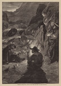 Alrededor del fuego del campamento (litografía) de Gordon Frederick (after) Browne