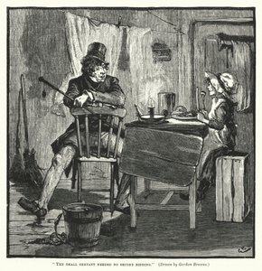 El pequeño sirviente no necesitó una segunda invitación (grabado) de Gordon Frederick (after) Browne