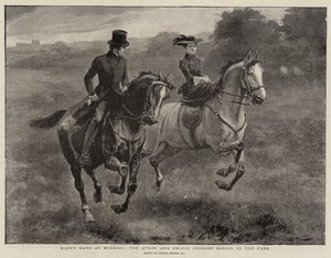 Días felices en Windsor, la Reina y el Príncipe Consorte cabalgando en el parque de Gordon Frederick Browne