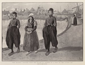Su escolta, visitantes de la isla de Marken en un puerto del Zuyder Zee de Gordon Frederick Browne