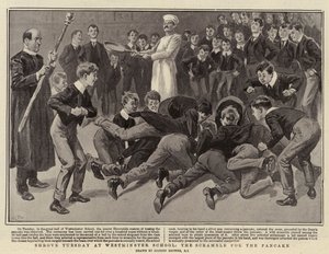 Martes de Carnaval en la Escuela de Westminster, la lucha por el panqueque de Gordon Frederick Browne