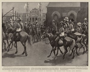 El regreso de las tropas del General Ian Hamilton a Pretoria, el desfile ante Lord Roberts de Gordon Frederick Browne