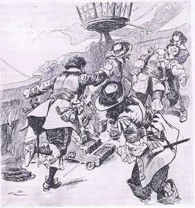 La muerte de Von Tromp 31 de julio de 1653, ilustración de British Battles on Land and Sea, 1915 de Gordon Frederick Browne
