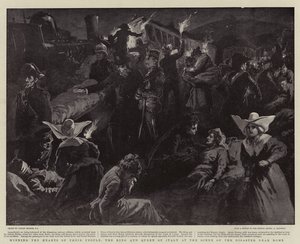 Ganando los Corazones de su Pueblo, el Rey y la Reina de Italia en la Escena del Desastre cerca de Roma de Gordon Frederick Browne