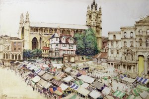 Norwich: La plaza del mercado y la iglesia de San Pedro Mancroft de Gordon Mitchell Forsyth