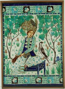 Panel de azulejos de halconero persa, Pilkington