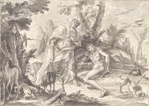 Dios Padre y Adán en el Paraíso de Gottfried Bernhard Götz