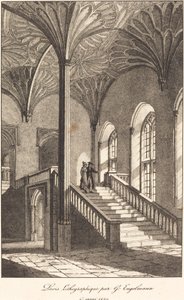 Hombre y mujer bajando la escalera de Gottfried Engelmann
