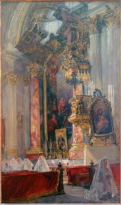 Interior de la iglesia de las damas de Múnich de Gotthardt Kuehl