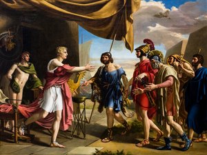Aquiles recibe a los mensajeros de Agamenón
