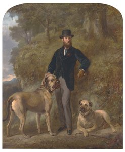 El coronel Garrick-Buchanan de Drumpellier con sus dos mastines (óleo sobre lienzo) de Gourlay Steell