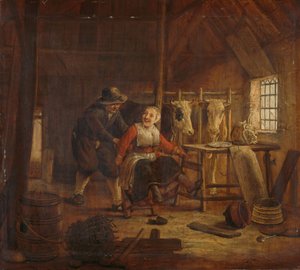 Coqueteo en un establo de Govert Dircksz. Camphuysen