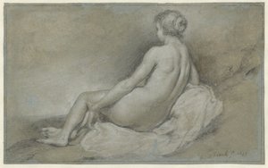 Desnudo femenino sentado, visto de espaldas de Govert Flinck
