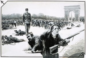 Charles de Gaulle da su paseo de la victoria por los Campos Elíseos durante la liberación de París.