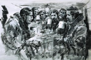 Roald Amundsen y sus compañeros celebran la Navidad